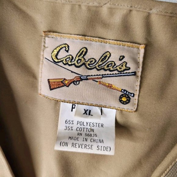 Cabelas Vintage Fishing Hunting Utility Vest Jacket Tan Mens Large L - Picture 6 of 9